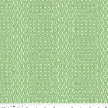 Farm Girl Vintage Compaion Prints Honeycomb C8742 Riley Green - Riley Blake - Hexagons Geometric - Lori Holt - Quilting Cotton Fabric