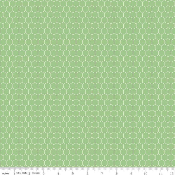 Farm Girl Vintage Compaion Prints Honeycomb C8742 Riley Green by Riley Blake - Hexagons Geometric - Lori Holt - Quilting Cotton Fabric