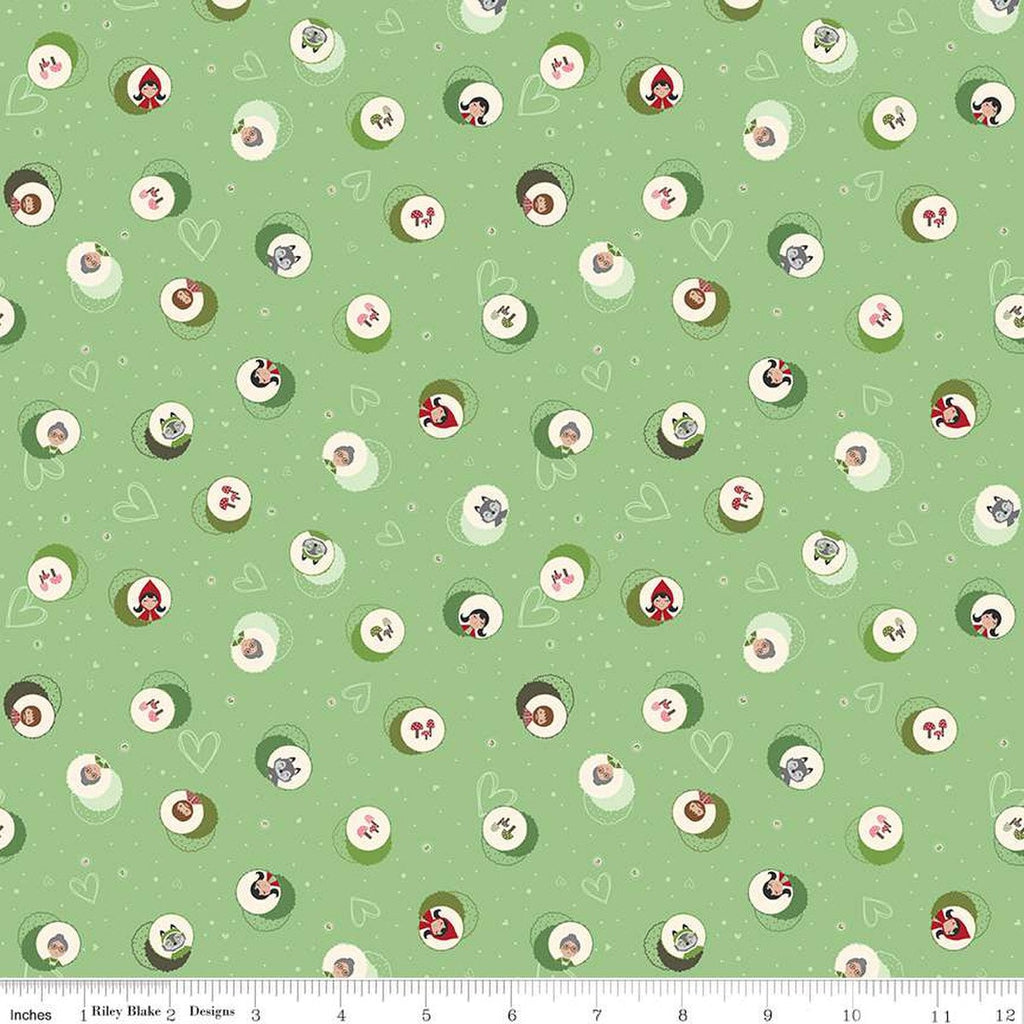 To Grandmother's House Character Cameo C14372 Green by Riley Blake Designs - Little Red Riding Hood - Quilting Cotton Fabric