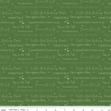 To Grandmother's House Little Red Storybook C14375 Grass - Riley Blake Designs - Little Red Riding Hood - Quilting Cotton Fabric