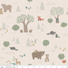 15" End of Bolt - Elmer and Eloise Main C14240 Latte by Riley Blake - Bear Rabbits Fox Owls Raccoon Squirrels Trees - Quilting Cotton Fabric