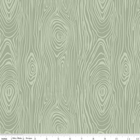 Elmer and Eloise Woodgrain C14242 Sage by Riley Blake Designs - Outdoors - Quilting Cotton Fabric