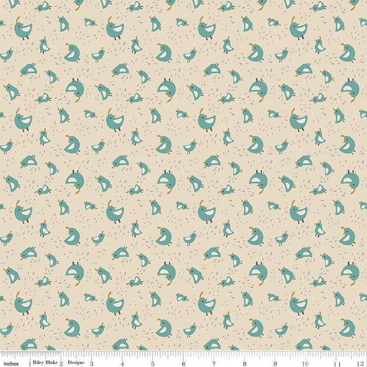 9" End of Bolt - Elmer and Eloise Quail C14243 Sand by Riley Blake Designs - Birds Outdoors - Quilting Cotton Fabric