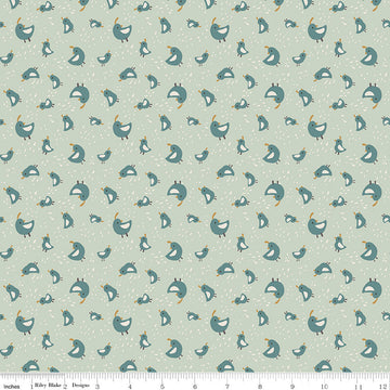 Elmer & Eloise Quail C14243 Tea Green - Riley Blake Designs - Birds Outdoors - Quilting Cotton Fabric