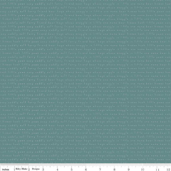 Elmer and Eloise Text C14245 Teal by Riley Blake Designs - Words Phrases - Quilting Cotton Fabric