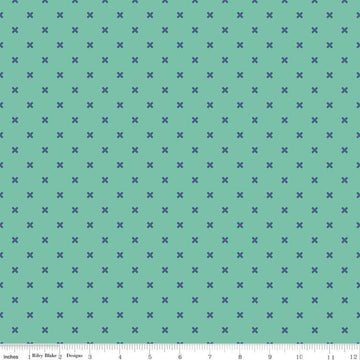 SALE Bee Basics Basic X C6410 Teal - Riley Blake Designs - Xs - Lori Holt - Quilting Cotton Fabric