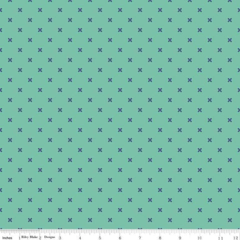 Bee Basics Basic X C6410 Teal by Riley Blake Designs - Xs - Lori Holt - Quilting Cotton Fabric