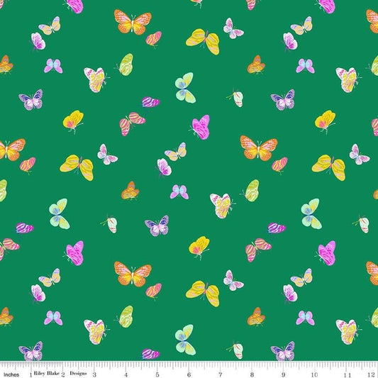 SALE Splendid Butterflies CD14315 Green - Riley Blake Designs - DIGITALLY PRINTED - Quilting Cotton