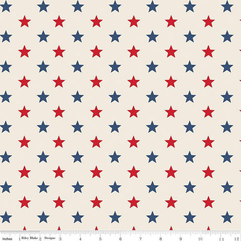 SALE Monthly Placemats 2 July Stars C13933 Cream - Riley Blake Designs - Patriotic Independence Day - Quilting Cotton Fabric