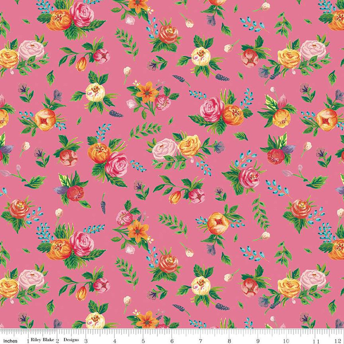 SALE Monthly Placemats 2 August Floral C13935 Raspberry - Riley Blake ...