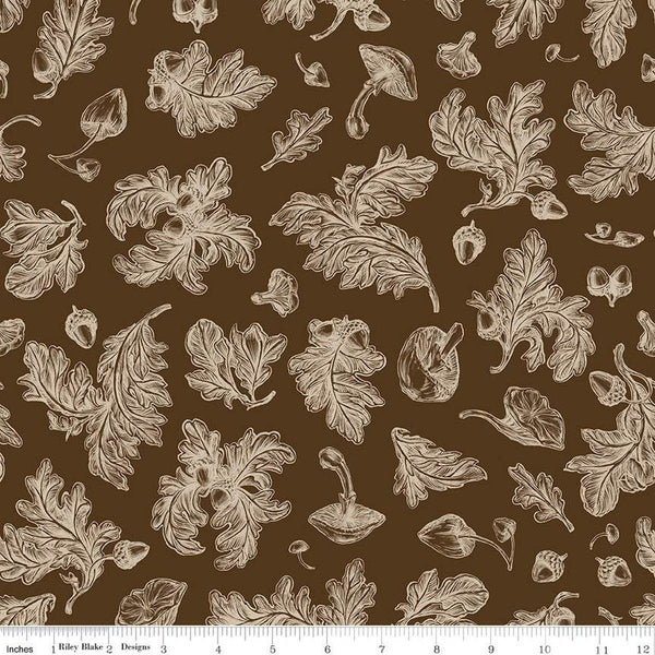 CLEARANCE Monthly Placemats 2 September Fall Foliage C13937 Brown - Riley Blake Designs - Autumn - Quilting Cotton Fabric