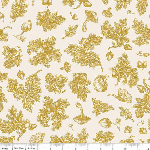 SALE Monthly Placemats 2 September Fall Foliage SC13937 Cream SPARKLE - Riley Blake Designs - Gold SPARKLE - Quilting Cotton Fabric