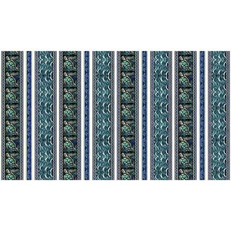 SALE Endless Blues Sea Turtle Decorative Stripe 30042 Teal - by QT Fabrics - Turtles Stripes Striped - Quilting Cotton Fabric