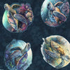 32" End of Bolt - SALE Endless Blues Sea Turtle Circle Vignette 30043 Teal - QT Fabrics - Turtles - Quilting Cotton Fabric