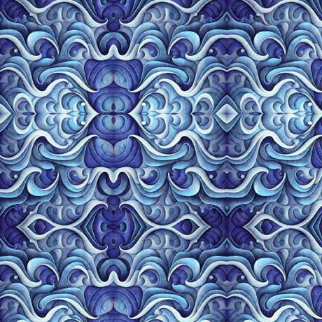 SALE Endless Blues Sea Turtle Geo Medallion 30046 Blue - by QT Fabrics - Quilting Cotton Fabric