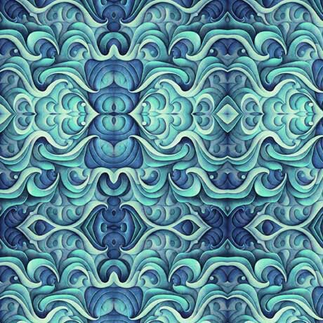 SALE Endless Blues Sea Turtle Geo Medallion 30046 Aqua - by QT Fabrics - Quilting Cotton Fabric