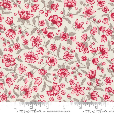 Fat Quarter End of Bolt - SALE My Summer House Summer Flowers 3041 Cream - Moda Fabrics - Floral Flower - Quilting Cotton Fabric