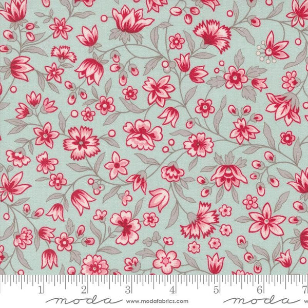 SALE My Summer House Summer Flowers 3041 Aqua - Moda Fabrics - Floral Flower - Quilting Cotton Fabric