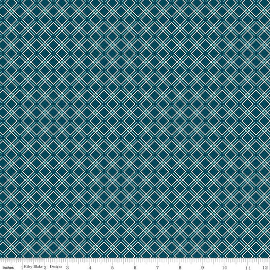 DEAL Feed My Soul Geo C14557 Navy - Riley Blake Desings - Diagonal Plaid - Quilting Cotton Fabric