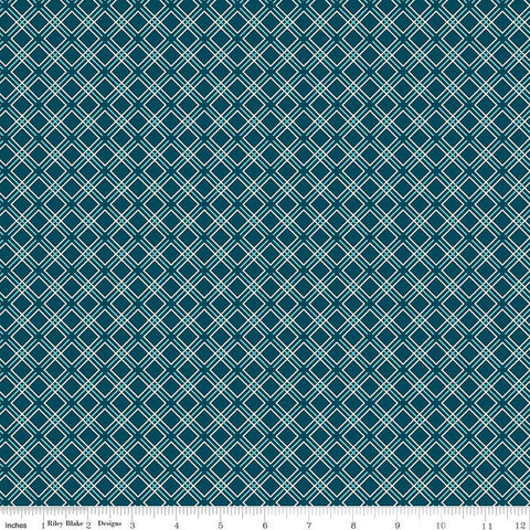 Feed My Soul Geo C14557 Navy by Riley Blake Desings - Diagonal Plaid - Quilting Cotton Fabric