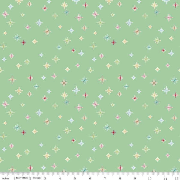 Cozy Christmas Sparkle C5365 Mint by Riley Blake Designs - Lori Holt - Non-Metallic Multi-Colored Sparkles - Quilting Cotton Fabric