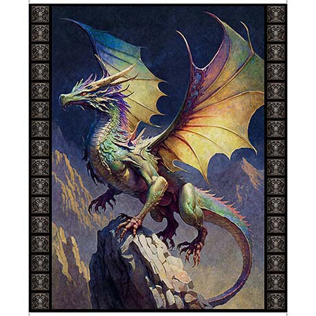 SALE Dragon Fyre 30134 Panel  - QT Fabrics - Fire Breathing Dragon - Quilting Cotton Fabric