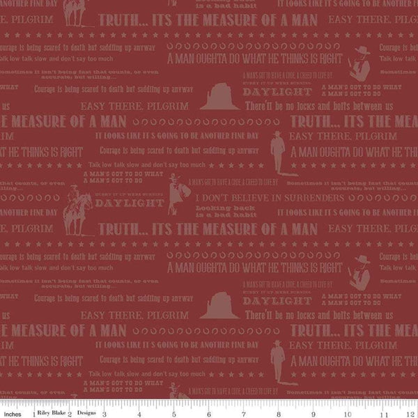 John Wayne Quotes C8575 Red - Riley Blake Designs - Text - Quilting Cotton Fabric
