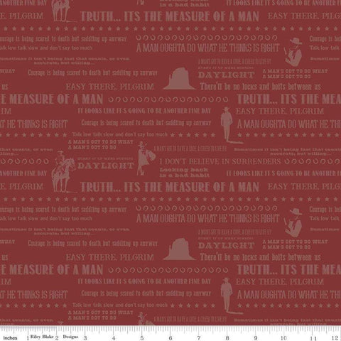 John Wayne Quotes C8575 Red - Riley Blake Designs - Text - Quilting Cotton Fabric