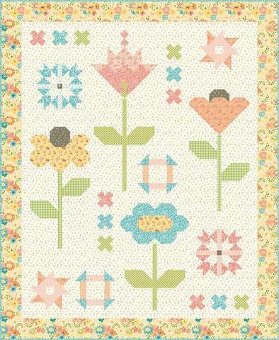 SALE Mixed Bouquet Quilt PATTERN P157 by Sandy Gervais - Riley Blake Design - INSTRUCTIONS Only - Sampler Traditional Blocks Pieced Flowers
