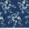 SALE Tulip Cottage Main C14260 Navy - Riley Blake Designs - Floral Flowers - Quilting Cotton Fabric