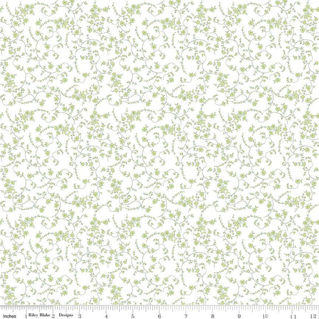 SALE Tulip Cottage Vines C14263 White by Riley Blake Designs - Floral Flowers Leaves - Quilting Cotton Fabric