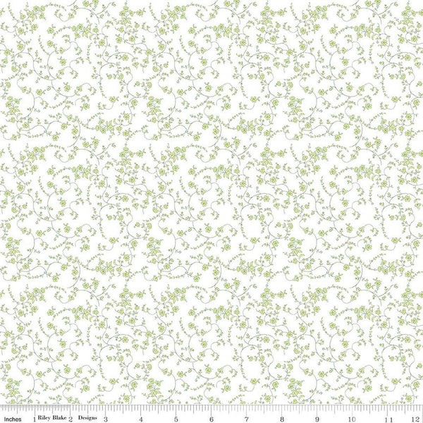 Tulip Cottage Vines C14263 White by Riley Blake Designs - Floral Flowers Leaves - Quilting Cotton Fabric