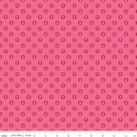 SALE Tulip Cottage Flower Dots C14264 Hot Pink by Riley Blake Designs - Floral Flowers Tulips Dot Dotted - Quilting Cotton Fabric