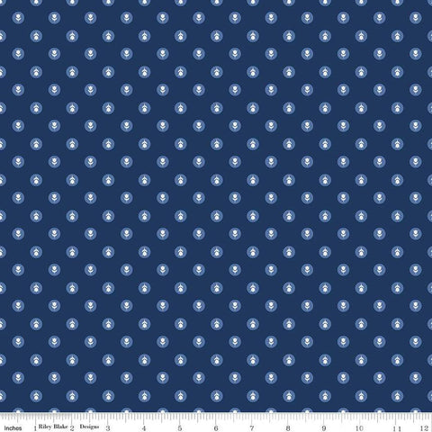 CLEARANCE Tulip Cottage Flower Dots C14264 Navy by Riley Blake Designs - Floral Flowers Tulips Dot Dotted - Quilting Cotton Fabric