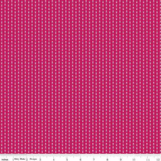 Fat Quarter End of Bolt Piece - SALE Tulip Cottage Tulip Stripes C14265 Berry - Riley Blake Designs - Floral Stripe - Quilting Cotton Fabric