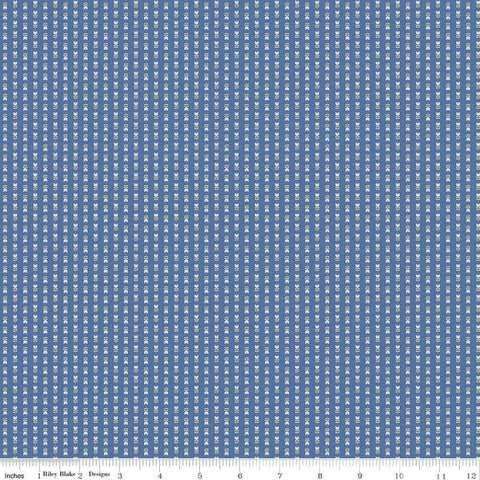 CLEARANCE Tulip Cottage Tulip Stripes C14265 Blue by Riley Blake Designs - Floral Flowers Tulips Stripe Striped - Quilting Cotton Fabric