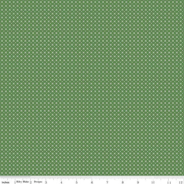 SALE Tulip Cottage Stitches C14267 Green - Riley Blake Designs - Geometric Xs Dots - Quilting Cotton Fabric