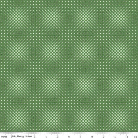 Tulip Cottage Stitches C14267 Green by Riley Blake Designs - Geometric Xs Dots - Quilting Cotton Fabric