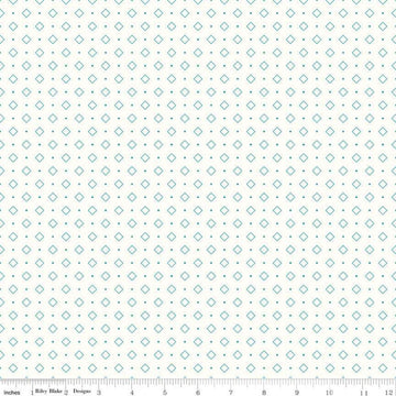 Bee Backgrounds Diamond Turquoise - Riley Blake Designs - Lori Holt - Quilting Cotton Fabric