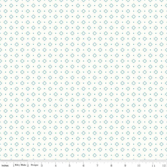 Bee Backgrounds Diamond Turquoise - Riley Blake Designs - Lori Holt - Quilting Cotton Fabric