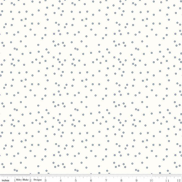 SALE SALE Bee Backgrounds Tiny Circle C6384 Blue - Riley Blake - Circles Off White - Lori Holt - Quilting Cotton Fabric