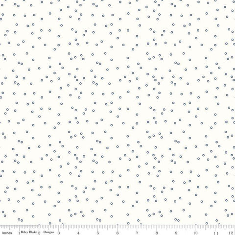 SALE SALE Bee Backgrounds Tiny Circle C6384 Blue - Riley Blake - Circles Off White - Lori Holt - Quilting Cotton Fabric