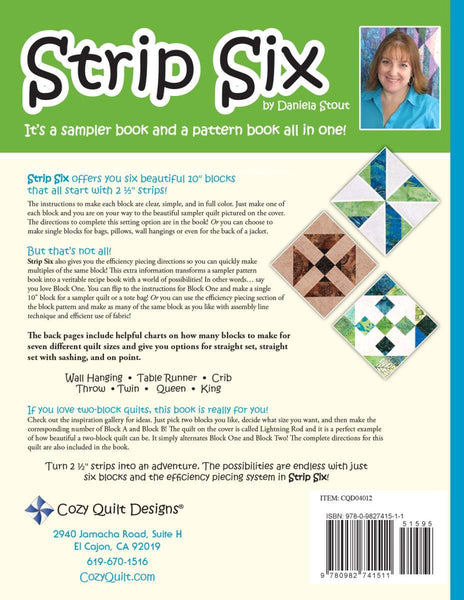SALE Strip Six Quilt PATTERN Book P187 by Cozy Quilt Designs - Riley Blake - INSTRUCTIONS Only - Rolie Polie Friendly -  6 Blocks