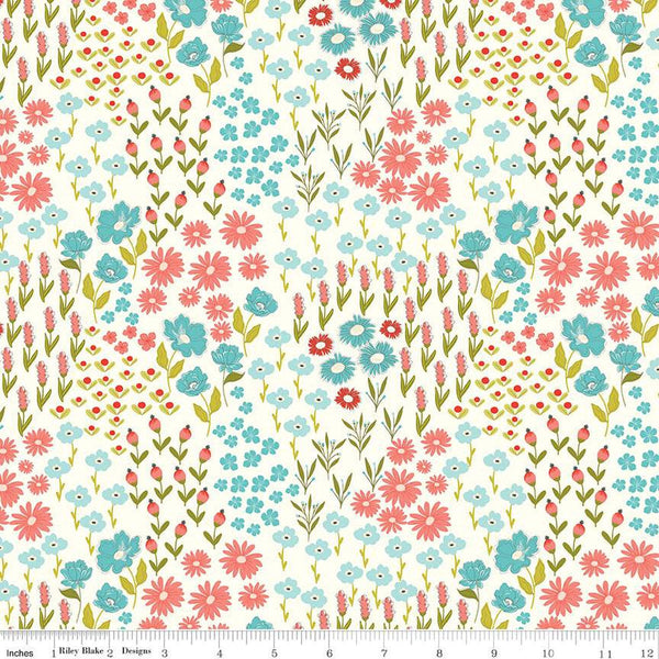 Feed My Soul Main Flower Garden C14551 Cream by Riley Blake Designs - Floral Flowers - Quilting Cotton Fabric