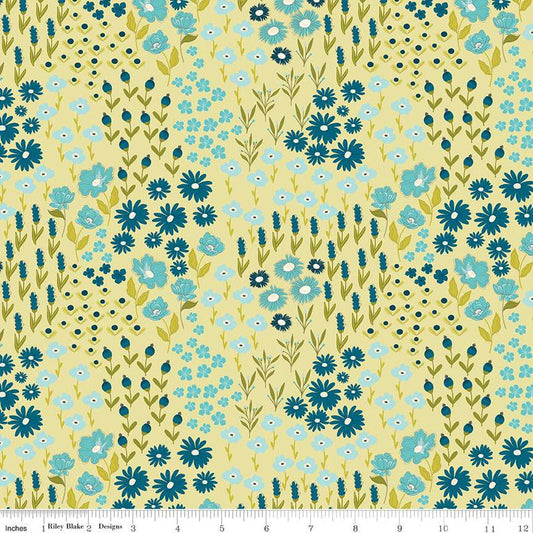 SALE Feed My Soul Main Flower Garden C14551 Light Pear - Riley Blake Designs - Floral Flowers - Quilting Cotton Fabric