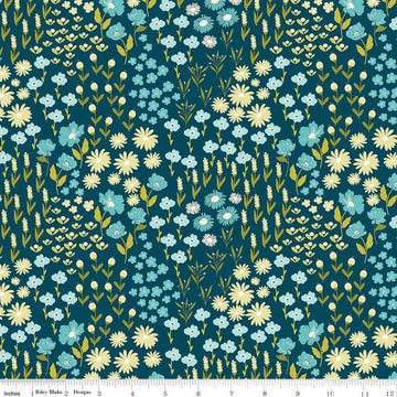 Feed My Soul Main Flower Garden C14551 Navy - Riley Blake Designs - Floral Flowers - Quilting Cotton Fabric