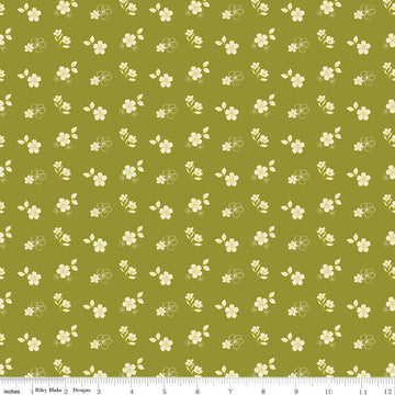 SALE Feed My Soul Tossed Floral C14553 Olive - Riley Blake Designs - Flowers Flower - Quilting Cotton Fabric