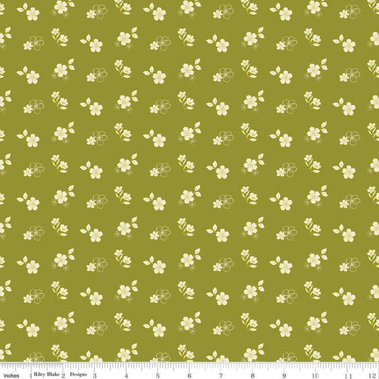 SALE Feed My Soul Tossed Floral C14553 Olive - Riley Blake Designs - Flowers Flower - Quilting Cotton Fabric