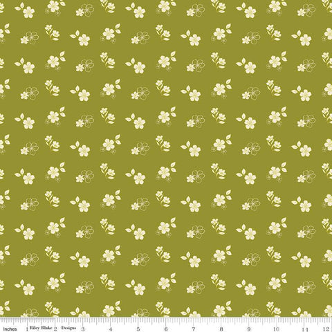 SALE Feed My Soul Tossed Floral C14553 Olive by Riley Blake Designs - Flowers Flower - Quilting Cotton Fabric