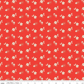 SALE Feed My Soul Tossed Floral C14553 Red - Riley Blake Desings - Flower Flowers - Quilting Cotton Fabric